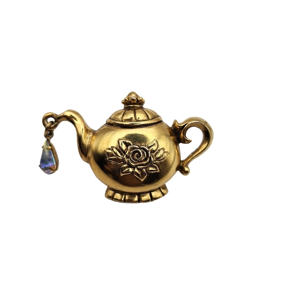 Avon Pin Teapot with Crystal Signed